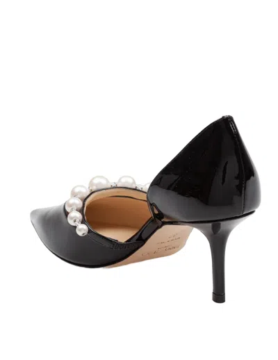 Jimmy Choo Aurelie Leather Pumps Pearl Strap In Black