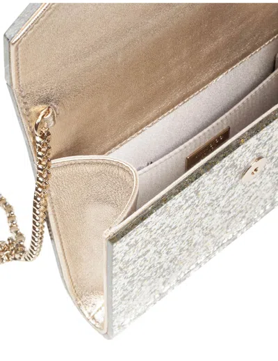 Jimmy Choo Candy Clutch Bag In Acrylic Fabric With Glitter In Gold