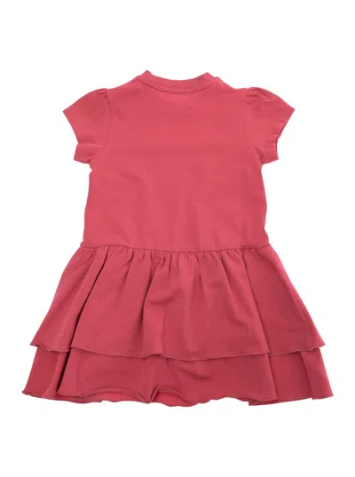 Moncler Red Crewneck Dress With Logo Patch Applied On The Front In Cotton Baby In Red