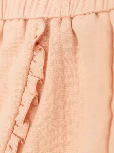 Moncler Pink Shorts With Applied Logo Patch On The Back In Cotton Baby In Pink