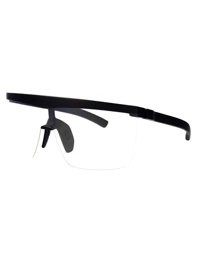 Mykita Md1 Pitch Black Clear Shield Acetate Glasses In Black