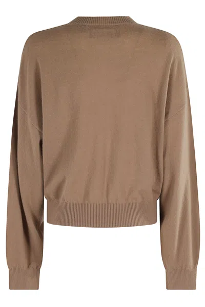 Rotate Birger Christensen Rotate Basic Crewneck Sweater In Brown