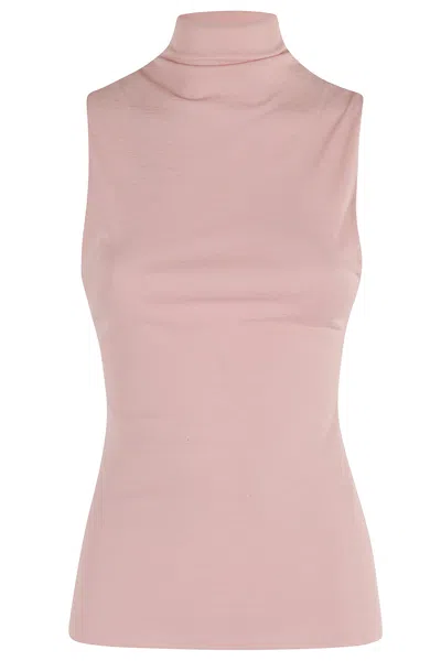 Nanushka High-collar Sleeveless Top With Tailored Design In Pink