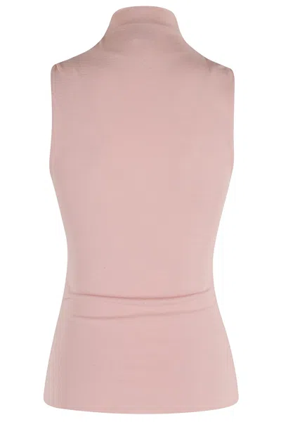 Nanushka High-collar Sleeveless Top With Tailored Design In Pink