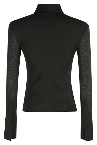 Nanushka Idana Long-sleeve Button-front Top In Black