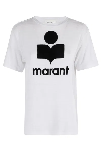 Isabel Marant Étoile Linen Logo Short-sleeve T-shirt In White