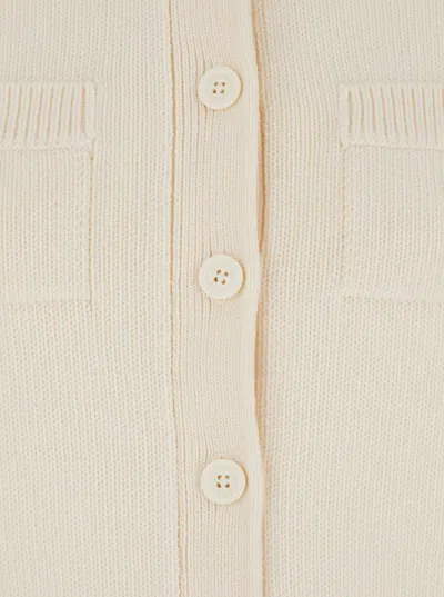 Michael Michael Kors Soft Ecru Cardigan With Button Closure In White