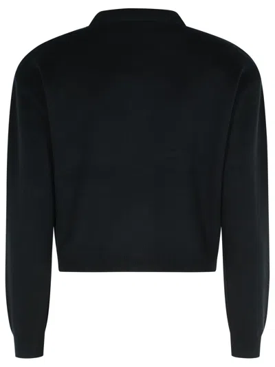 Rotate Birger Christensen Rotate Cropped Cotton Cardigan With Metal Logo Detail In Black