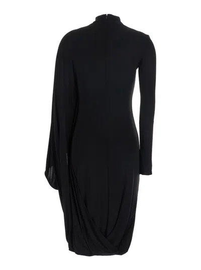 Stella Mccartney Asymmetric Cape Midi Dress In Black