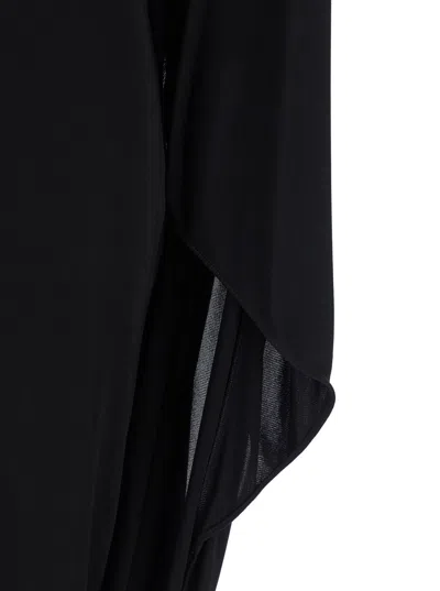 Stella Mccartney Asymmetric Cape Midi Dress In Black