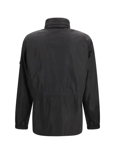 Burberry Nylon Parka With Elastic Cuffs And High Collar In Black