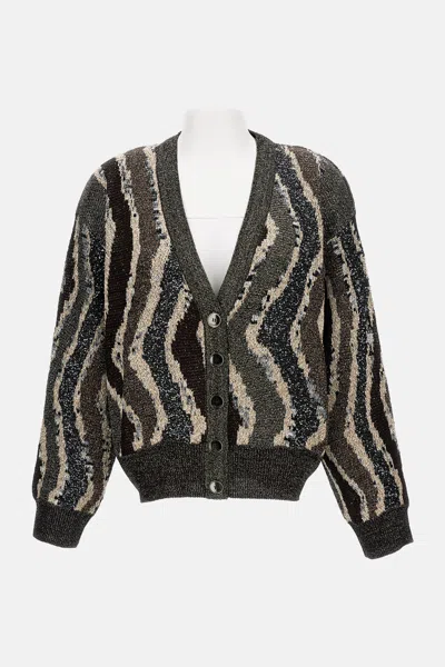 Missoni Boxy Cardigan With Buttons And Wave Pattern In Black