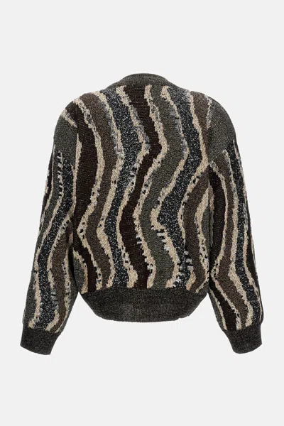 Missoni Boxy Cardigan With Buttons And Wave Pattern In Black