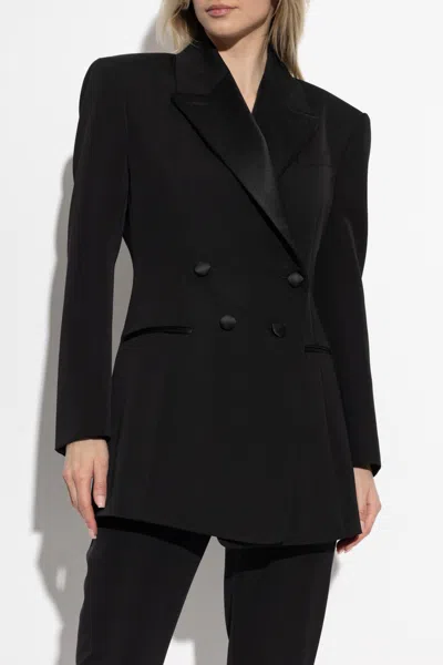 Givenchy Double-breasted Blazer With Pleated Back In Black