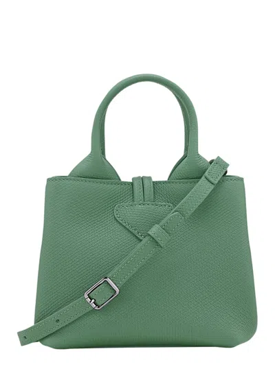Longchamp Le Roseau Green Small Handbag With Adjustable And Removable Shoulder Strap In Leather