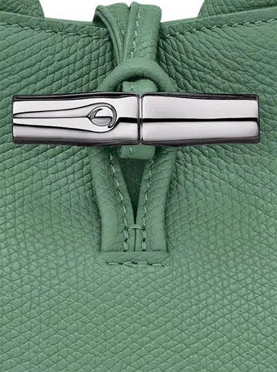 Longchamp Le Roseau Green Small Handbag With Adjustable And Removable Shoulder Strap In Leather