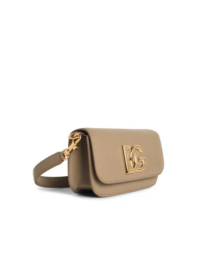 Dolce & Gabbana 3.5 Leather Taupe Crossbody Bag In Nude
