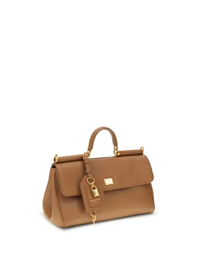 Dolce & Gabbana My Sicily Leather Shoulder Bag In Brown