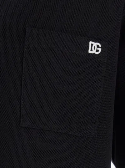 Dolce & Gabbana Cotton Piqué T-shirt With Contrasting Collar In Black