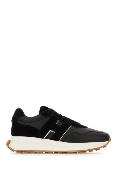 Hogan Leather-panelled Sneakers In Black