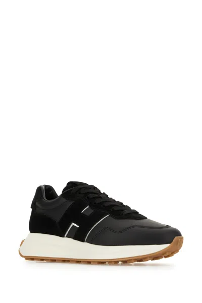 Hogan Leather-panelled Sneakers In Black