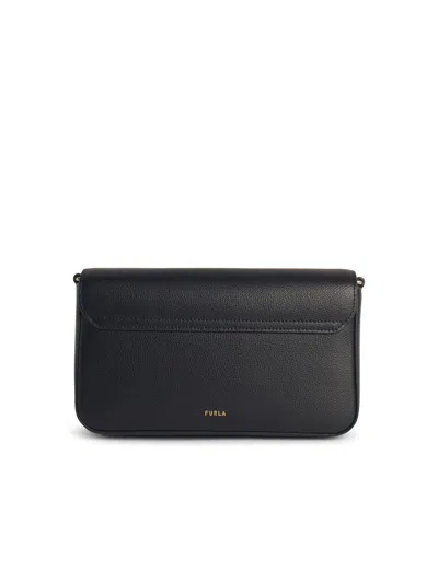 Furla Iride Clasp-fastening Leather Shoulder Bag In Black