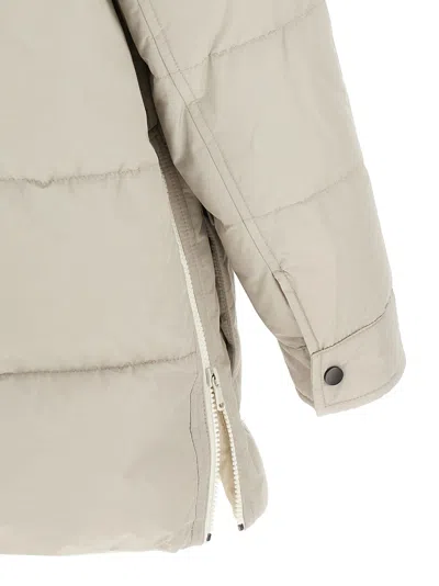 Brunello Cucinelli Hooded Down Jacket In Nylon And Cotton In White
