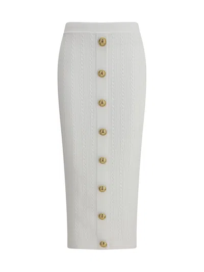 Balmain Long Skirt Viscose Blend In White