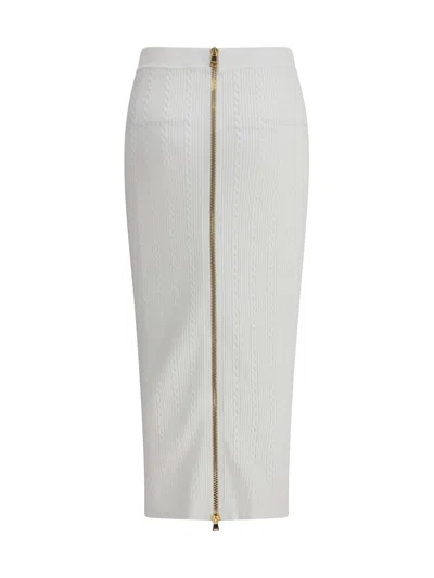 Balmain Long Skirt Viscose Blend In White