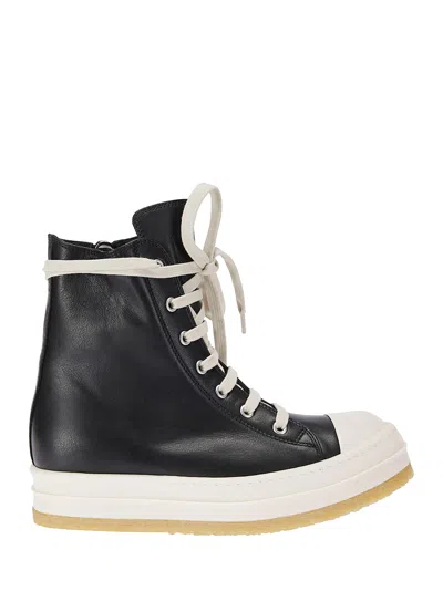 Rick Owens Geobasket High-top Sneakers Contrast Sole In Black