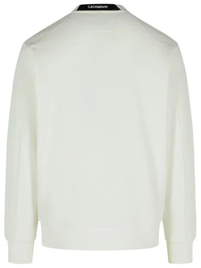 C.p. Company Felpa Girocollo Diagonal Raised In White