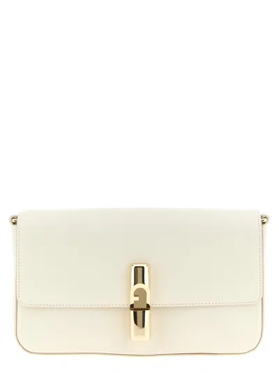 Furla Iride Small Cream Leather Crossbody Bag In White