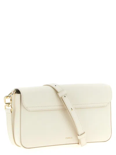 Furla Iride Small Cream Leather Crossbody Bag In White