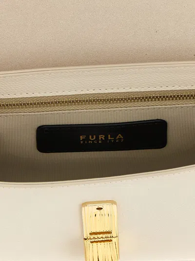Furla Iride Small Cream Leather Crossbody Bag In White
