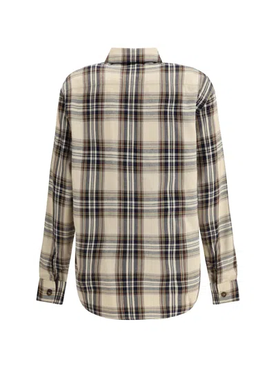 Saint Laurent Cassandre Check Shirt Oversized Tie Collar In Multi