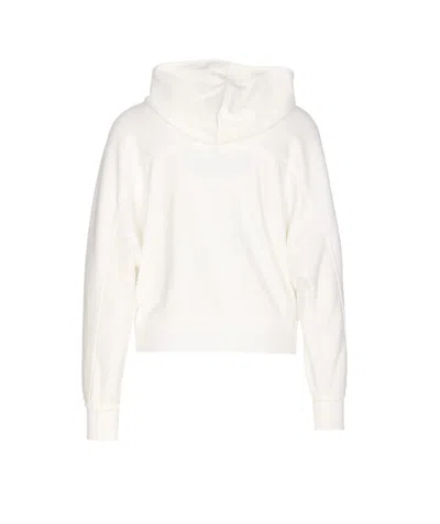 Brunello Cucinelli White Sweatshirt With Fixed Hood And Logo Patch On The Front In Cotton Blend Woman In White