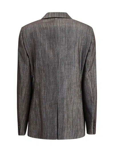 Brunello Cucinelli Women Lurex Fabric Blazer In Gray