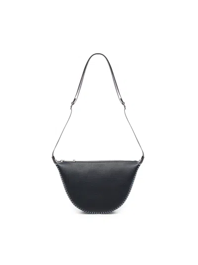 Fendi Half-moon Leather Shoulder Bag In Blue