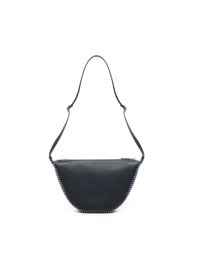 Fendi Half-moon Leather Shoulder Bag In Blue