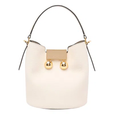 Marni Medium Trunkaroo White Leather Shoulder Bag In White