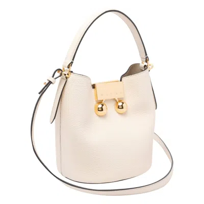 Marni Medium Trunkaroo White Leather Shoulder Bag In White