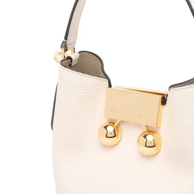 Marni Medium Trunkaroo White Leather Shoulder Bag In White