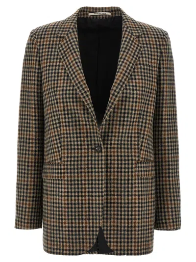 Tagliatore Checked Pattern Wool Jacket Front Pockets In Brown