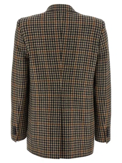 Tagliatore Checked Pattern Wool Jacket Front Pockets In Brown