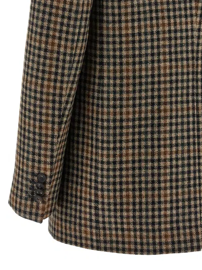 Tagliatore Checked Pattern Wool Jacket Front Pockets In Brown