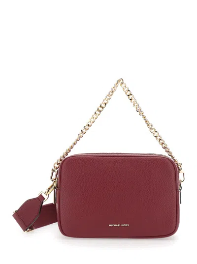 Michael Michael Kors Bryant Bordeaux Crossbody Bag With Adjustable Shoulder Strap And Logo Lettering On The Front In Grai In Burgundy