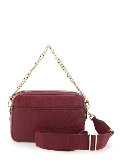 Michael Michael Kors Bryant Bordeaux Crossbody Bag With Adjustable Shoulder Strap And Logo Lettering On The Front In Grai In Burgundy