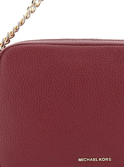 Michael Michael Kors Bryant Bordeaux Crossbody Bag With Adjustable Shoulder Strap And Logo Lettering On The Front In Grai In Burgundy