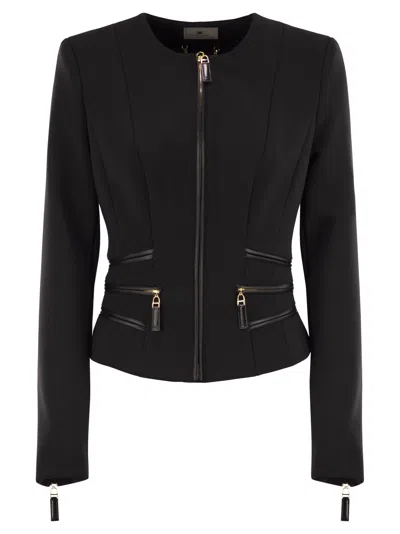 Elisabetta Franchi Elisbetta Franchi Black Zipped Jacket In Brown