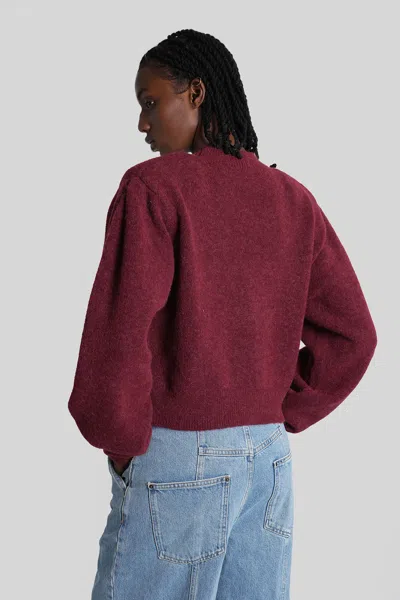 Rotate Birger Christensen Rotate Burgundy Alpaca Blend Cardigan In Black